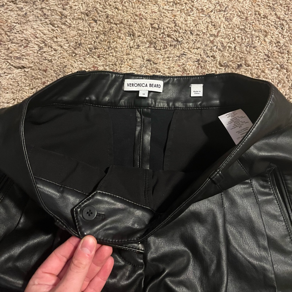 Veronica Beard Rennert Faux Vegan Leather Wide Pants Size 10 - Picture 6 of 10